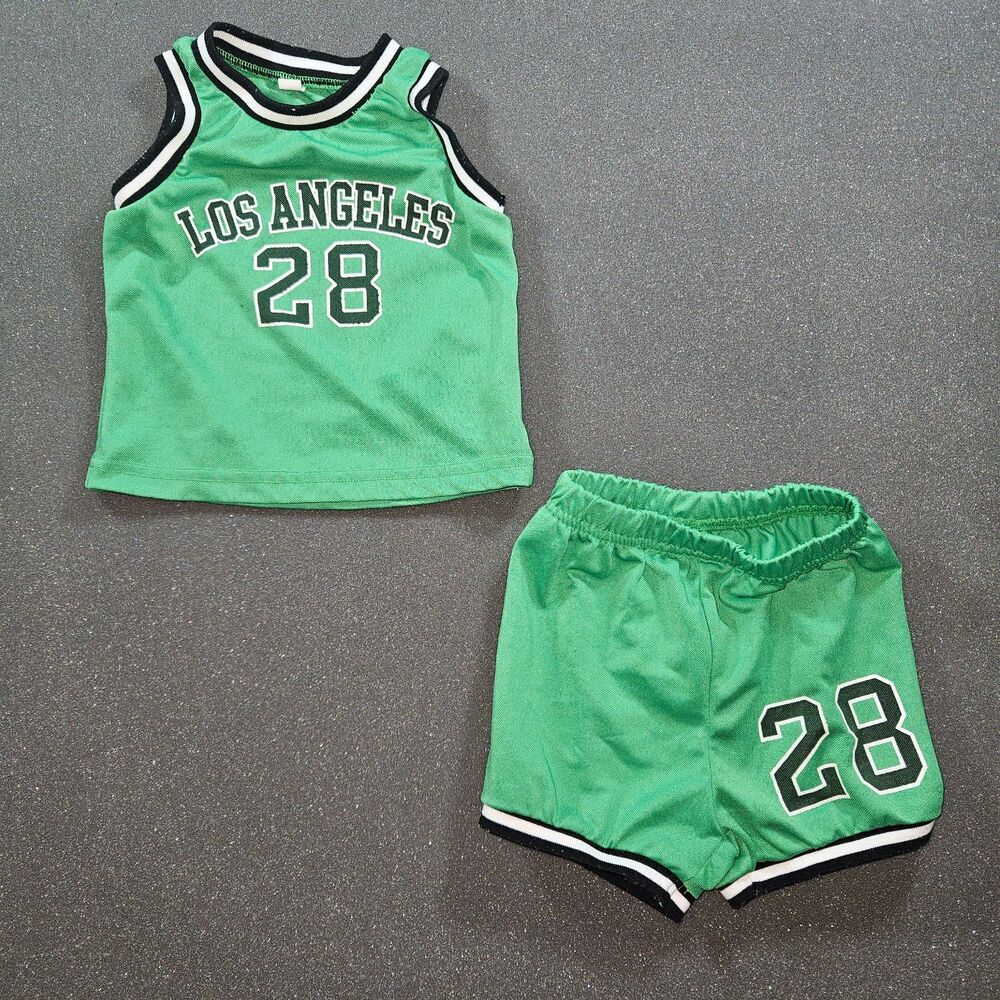 Toddler Basketball Outfit Set 12-18M Green Jersey Tank Shorts 28